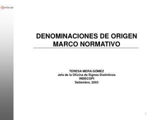 DENOMINACIONES DE ORIGEN MARCO NORMATIVO