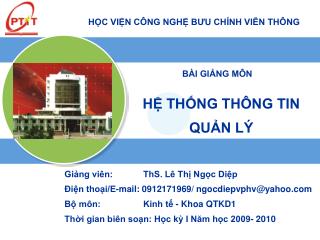 CHƯƠNG 4 CÀI ĐẶT VÀ KHAI THÁC HỆ THỐNG THÔNG TIN QUẢN LÝ