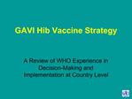 GAVI Hib Vaccine Strategy