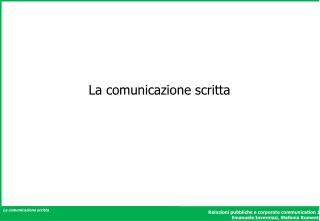 La comunicazione scritta