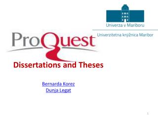 Dissertations and Theses Bernarda Korez Dunja Legat