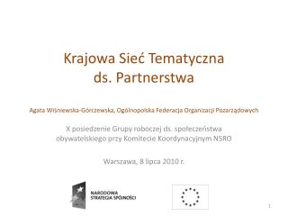 X posiedzenie Grupy roboczej ds. społeczeństwa obywatelskiego przy Komitecie Koordynacyjnym NSRO