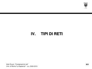 IV.	TIPI DI RETI