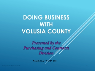 DOING BUSINESS WITH VOLUSIA COUNTY