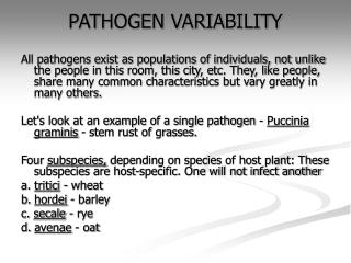 PATHOGEN VARIABILITY