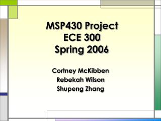 MSP430 Project ECE 300 Spring 2006