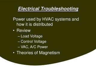 Electrical Troubleshooting