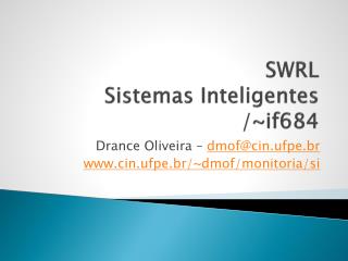 SWRL Sistemas Inteligentes /~if684