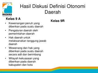 Hasil Diskusi Definisi Otonomi Daerah