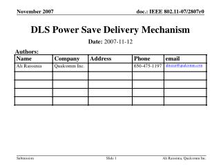 DLS Power Save Delivery Mechanism
