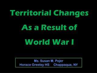 Territorial Changes As a Result of World War I