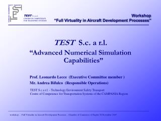 TEST S.c. a r.l. “Advanced Numerical Simulation Capabilities”