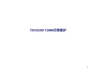 TD103205 T2000 日常维护