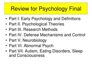 Review for Psychology Final