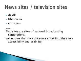 News sites / television sites