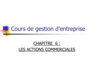 Cours de gestion d’entreprise