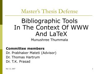 Master’s Thesis Defense
