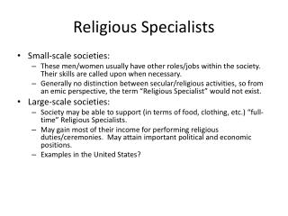 Religious Specialists