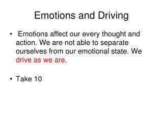 Emotions and Driving