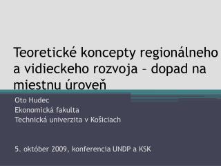 Teoretické koncepty regionálneho a vidieckeho rozvoja – dopad na miestnu úroveň