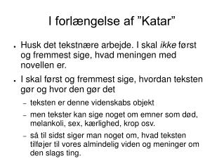 I forlængelse af ”Katar”