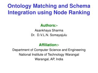 Ontology Matching and Schema Integration using Node Ranking