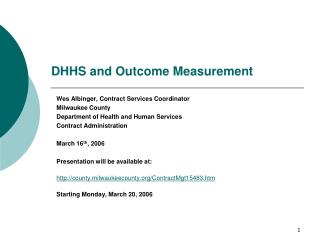 DHHS and Outcome Measurement