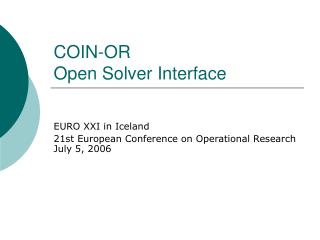 COIN-OR Open Solver Interface