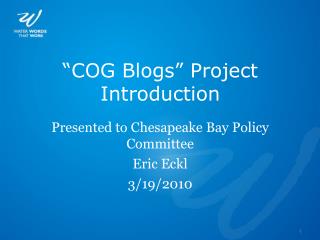 “COG Blogs” Project Introduction