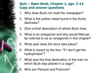 Quiz – Open Book, Chapter 1, pgs. 3-14 Copy and answer questions