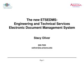 The new ETSEDMS: Engineering and Technical Services Electronic Document Management System
