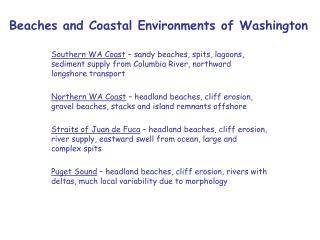 Beaches and Coastal Environments of Washington