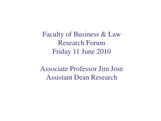 Faculty Research Forum, 11 June 2010