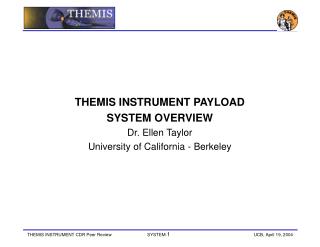 THEMIS INSTRUMENT PAYLOAD SYSTEM OVERVIEW Dr. Ellen Taylor University of California - Berkeley