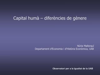 Capital humà – diferències de gènere