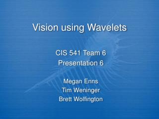 Vision using Wavelets