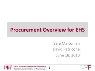 Procurement Overview for EHS