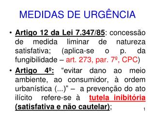 MEDIDAS DE URGÊNCIA