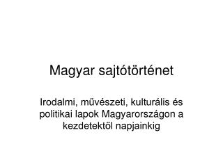 Magyar sajtótörténet