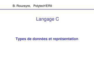 Types de données et représentation