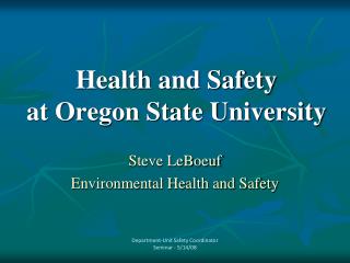 Health and Safety at Oregon State University