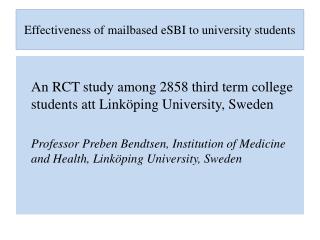 Effectiveness of mailbased eSBI to university students