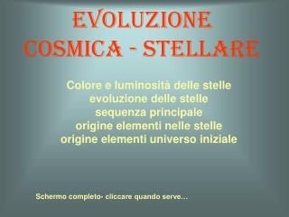 Evoluzione cosmica - stellare