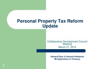 Personal Property Tax Reform Update