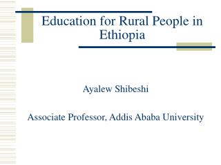 Education for Rural People in Ethiopia