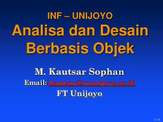 INF – UNIJOYO Analisa dan Desain Berbasis Objek