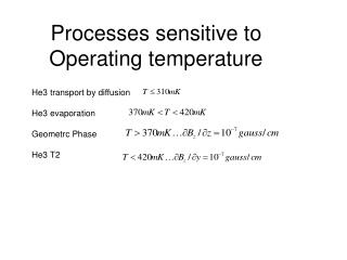 Processes sensitive to Operating temperature