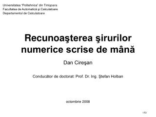 Recunoa şterea şirurilor numerice scrise de mână