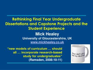 Rethinking Final Year Undergraduate Dissertations and Capstone Projects and the Student Experience