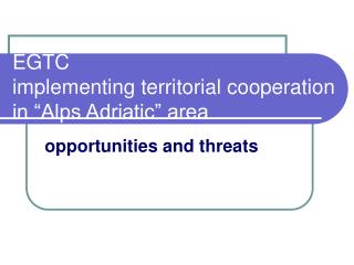 EGTC implementing territorial cooperation in “Alps Adriatic” area